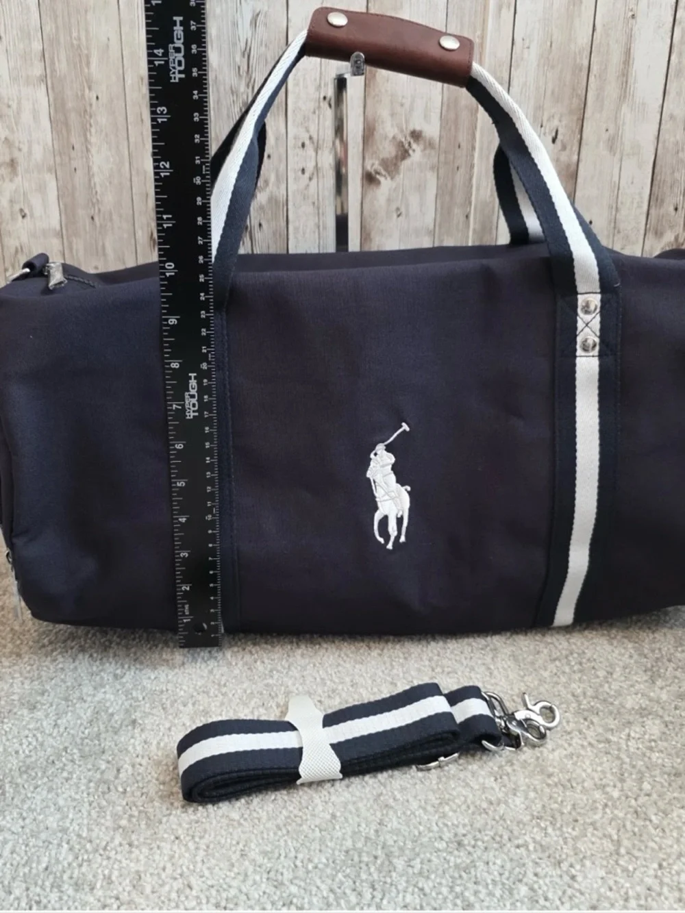 Polo Ralph Lauren Heritage Duffle Bag Navy Blue and White Large Weekender